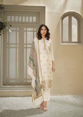 Looking This Designer Collection In Long Length Fine Color.Its Pretty Wevon Designer Work Top Is Muslin Based Paired With Santoon Bottom And Muslin Digital Printed With Sequance Work Fabricated Dupatta Which Gives An Attractive To The Suit.