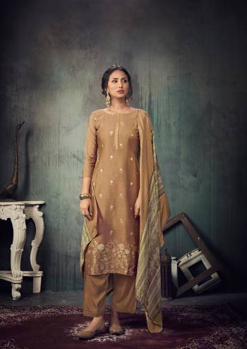 Looking This Designer Collection In Long Length Fine Color.Its Pretty Wevon Designer Work Top Is Muslin Based Paired With Santoon Bottom And Muslin Digital Printed With Sequance Work Fabricated Dupatta Which Gives An Attractive To The Suit.