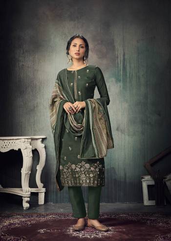 Looking This Designer Collection In Long Length Fine Color.Its Pretty Wevon Designer Work Top Is Muslin Based Paired With Santoon Bottom And Muslin Digital Printed With Sequance Work Fabricated Dupatta Which Gives An Attractive To The Suit.