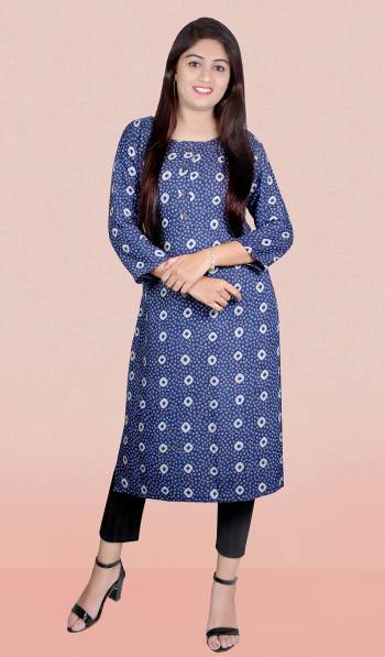 Garb This Readymade Long Kurti In Fine Color Fabricated On Rayon Slub Beautified With Printed Designer. It Is Light In Weight And Easy To Carry All Day Long. 