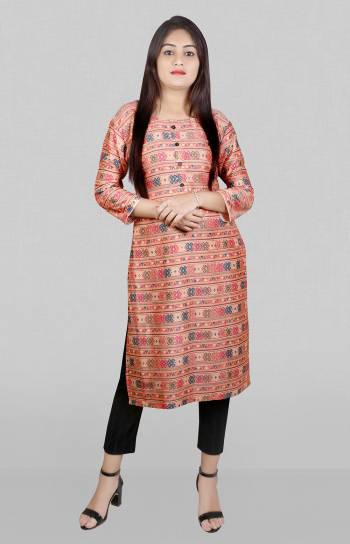 Garb This Readymade Long Kurti In Fine Color Fabricated On Rayon Slub Beautified With Foil Printed Designer. It Is Light In Weight And Easy To Carry All Day Long. 