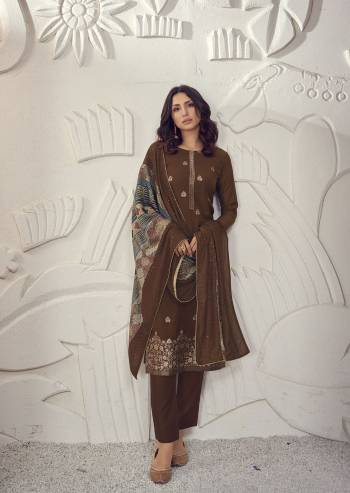 Attrective This Designer In Long Length Fine Color Suits.Its Pretty Wevon Designer Work Top Is Muslin Jacquard Based Paired With Santoon Bottom And Muslin Digital Printed With Sequance Work Fabricated Dupatta Which Gives An Attractive To The Suit.