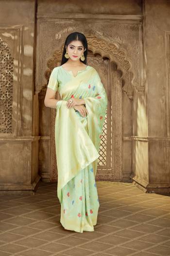 Stylist This Partywear Saree Are Fine Saree Paired With Blouse.This Saree And Blouse Are Poly Silk Based Fabric With Heavy Wevon Designer Work. Buy This Pretty Saree Now.