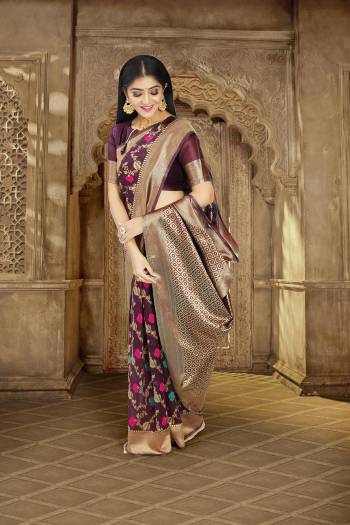 Stylist This Partywear Saree Are Fine Saree Paired With Blouse.This Saree And Blouse Are Poly Silk Based Fabric With Heavy Wevon Designer Work. Buy This Pretty Saree Now.