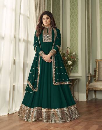 Garb This Designer Collection In Long Length Suits Fine Color.Its Pretty Designer Embroidery Work Top Is Georgette Based Paired With Santoon Bottom And Georgette Fabricated Dupatta Which Gives An Attractive To The Suit.