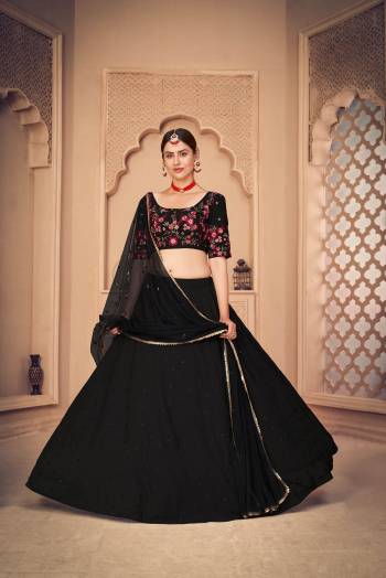 Looking This Partywear Heavy Designer Lahenga Choli Set Are Georgette And Dupatta Net In Fabricated Beautified With Attrective Designer Thread,Sequance Embroidery Work.Buy Now. 