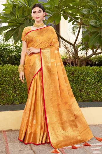 Attrective This Designer Saree Paired With Blouse.This Saree And Blouse Are Silk Based Fabric With Heavy Weaving Designer Work. Buy This Pretty Saree Now.