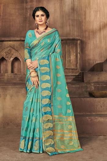 Garb This Designer Saree Are Fine Color Paired With Blouse.This Saree And Blouse Are Organza Based Fabric With Wevon Designer Work. Buy This Pretty Saree Now.