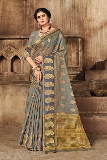 Garb This Designer Saree Are Fine Color Paired With Blouse.This Saree And Blouse Are Organza Based Fabric With Wevon Designer Work. Buy This Pretty Saree Now.