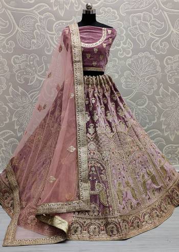 Stylist This Wedding Partywear Heavy Designer Lehenga Choli And Dupatta In Fine Color Fabricated On Velvet Beautified With Heavy Attractive Designer Embroidery And Diamond Work. Buy Now.