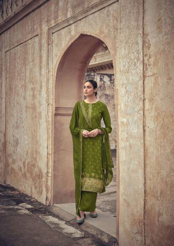 Looking This Designer Collection In Long Length Fine Color Suits.Its Pretty Wevon Minakari Designer Work Top Is Silk Jacquard Based Paired With Santoon Bottom And Chiffon Embroidery Work Fabricated Dupatta Which Gives An Attractive To The Suit.