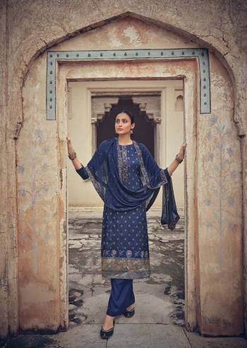 Looking This Designer Collection In Long Length Fine Color Suits.Its Pretty Wevon Minakari Designer Work Top Is Silk Jacquard Based Paired With Santoon Bottom And Chiffon Embroidery Work Fabricated Dupatta Which Gives An Attractive To The Suit.