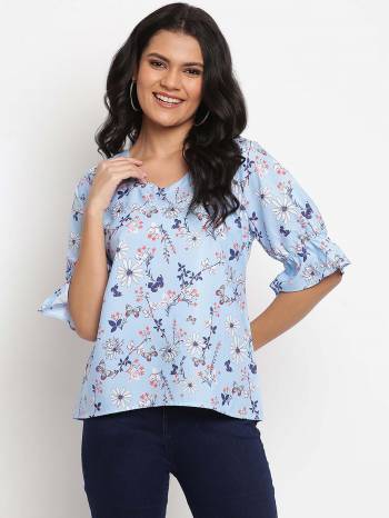 Attrective This Readymade Short Kurti In Fine Light Color Fabricated On Soft Crepe Beautified With Printed Designer. It Is Light In Weight And Easy To Carry All Day Long. 