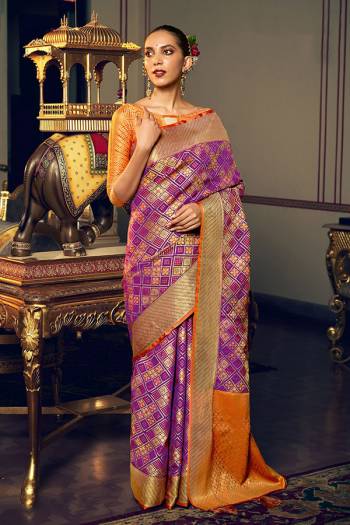Looking Traditional This Saree Are Fine Color Paired With Blouse.This Saree And Blouse Are Patola Silk Based Fabric With Wevon Designer Work. Buy This Pretty Saree Now.
