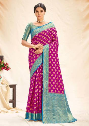 Garb This Designer Partywear Saree Are Fine Saree Paired With Blouse.This Saree And Blouse Are Silk Based Fabric With Wevon Designer Work. Buy This Pretty Saree Now.