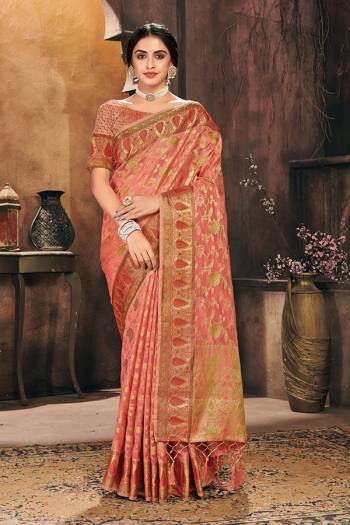 Attrective This Partywear Saree Paired With Blouse.This Saree And Blouse Are Organza Based Fabric With Wevon Designer Work. Buy This Pretty Saree Now.