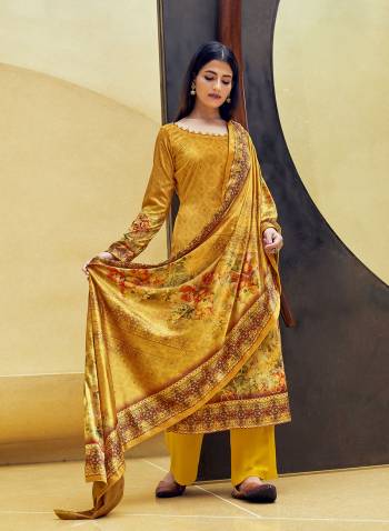 Fine Looking This Designer Long Length Plazzo Suit In Lovely Color.Its Pretty Designer Digital Printed With Gold Tar Work Top Is Velvet Based Paired With Pashmina Bottom And Velvet Fabricated Dupatta Which Gives An Attractive To The Suit.