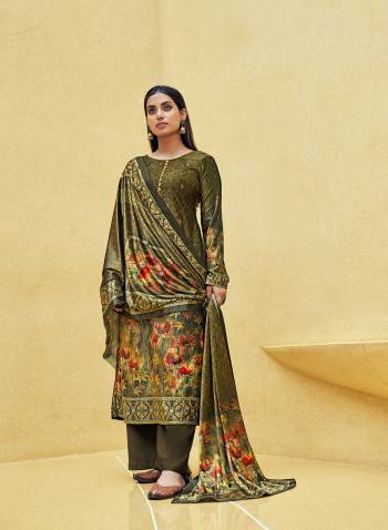 Fine Looking This Designer Long Length Plazzo Suit In Lovely Color.Its Pretty Designer Digital Printed With Gold Tar Work Top Is Velvet Based Paired With Pashmina Bottom And Velvet Fabricated Dupatta Which Gives An Attractive To The Suit.