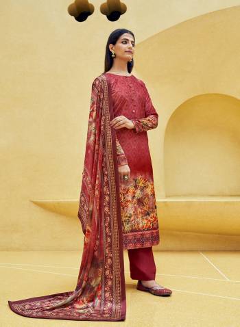 Fine Looking This Designer Long Length Plazzo Suit In Lovely Color.Its Pretty Designer Digital Printed With Gold Tar Work Top Is Velvet Based Paired With Pashmina Bottom And Velvet Fabricated Dupatta Which Gives An Attractive To The Suit.