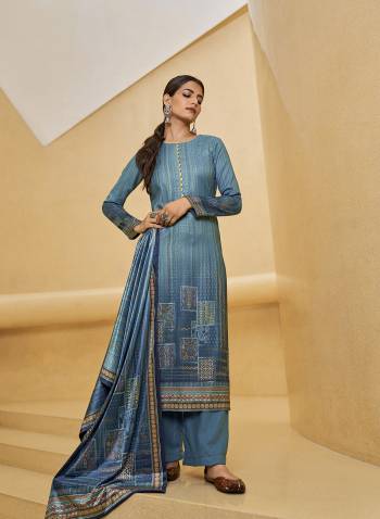 Attrective This Designer Long Length Winter Wear Suit In Lovely Color.Its Pretty Designer Digital Printed With Foil Work Top Is Pashmina Based Paired With Pashmina Bottom And Velvet Fabricated Dupatta Which Gives An Attractive To The Suit.