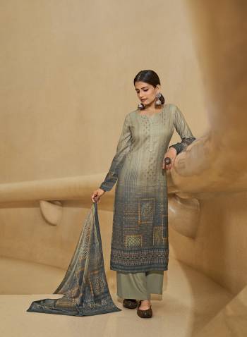 Attrective This Designer Long Length Winter Wear Suit In Lovely Color.Its Pretty Designer Digital Printed With Foil Work Top Is Pashmina Based Paired With Pashmina Bottom And Velvet Fabricated Dupatta Which Gives An Attractive To The Suit.