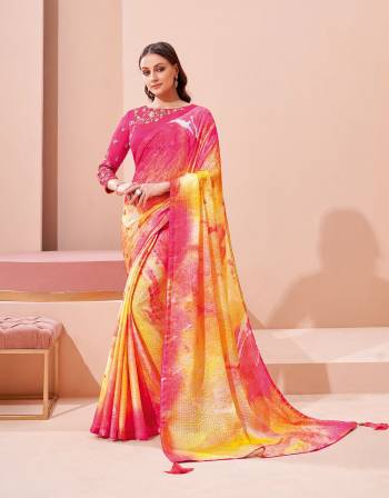 Garb This Partywear Stylist Designer Fine Colour Saree Paired With Blouse.This Saree Are Georgette And Blouse Are Raw Silk Fabric With Heavy Designer Embroidery Work. Buy This Pretty Saree Now.