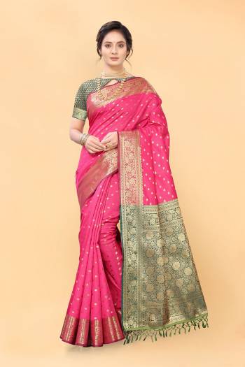 Attrective This Traditional Saree Are Fine Saree Paired With Blouse.This Saree And Blouse Are Lichi Silk Fabric With Heavy Designer Weaving Work. Buy This Pretty Saree Now.