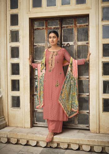 Looking This Designer Collection In Long Length Fine Color Plazzo Suits.Its Pretty Designer Schiffli Embroidery Work Top Is Muslin Based Paired With Santoon Bottom And Chiffon Digital Printed Fabricated Dupatta Which Gives An Attractive To The Suit.