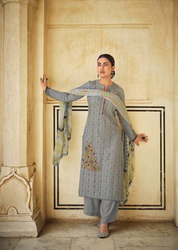 Looking This Designer Collection In Long Length Fine Color Plazzo Suits.Its Pretty Designer Schiffli Embroidery Work Top Is Muslin Based Paired With Santoon Bottom And Chiffon Digital Printed Fabricated Dupatta Which Gives An Attractive To The Suit.