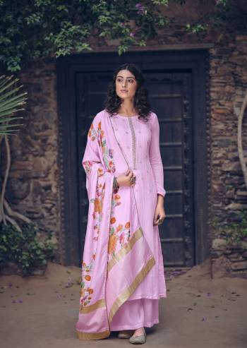 Attrective This Designer Collection In Long Length Light Color Plazzo Suits.Its Pretty Designer Jari Lining With Hand Work Top Is Muslin Based Paired With Santoon Bottom And Muslin Jacquard With  Digital Printed Fabricated Dupatta Which Gives An Attractive To The Suit.