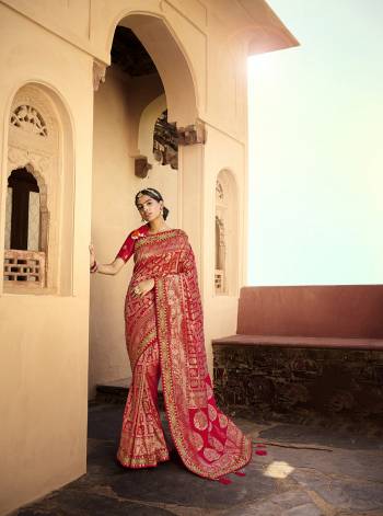 Garb This Partywear Stylist Designer Fine Colour Saree Paired With Blouse.This Wevon Designer With Embroidery Border Saree Are Silk And Blouse Are Raw Silk Fabric With Designer Embroidery Work. Buy This Pretty Saree Now.