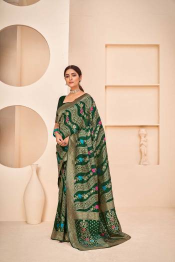 Looking This Wedding Partywear Saree Are Fine Color Paired With Blouse.This Saree And Blouse Banarasi Silk Fabric With Heavy Designer Weaving Work. Buy This Pretty Saree Now.