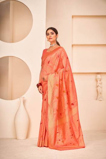 Looking This Wedding Partywear Saree Are Fine Color Paired With Blouse.This Saree And Blouse Banarasi Silk Fabric With Heavy Designer Weaving Work. Buy This Pretty Saree Now.
