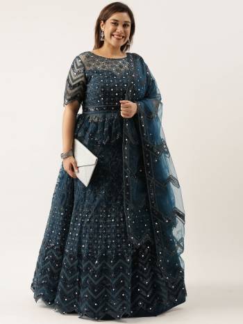 Garb This Wedding Partywear Heavy Designer Choli Fabric Are Net And Lahenga Net And Dupatta Net In Fabricated Beautified With Attrective Embroidery With Mirror Work. Buy Now.