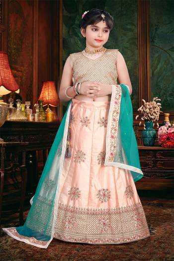 Attrective Looking Kidswear Readymade Heavy Designer Lehenga Choli In Fine Color Fabricated On Net And Dupatta Are Net Beautified With Heavy Attractive  Work. Buy Now