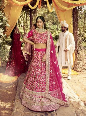 Garb This Bridal Heavy Designer Lehenga Choli In Fine Light Color Fabricated On Raw Silk Beautified Fabric Lahenga Choli With Heavy Designer Thread,Jari,Dori Embroidery Work.Buy Now. 