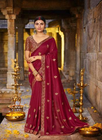 Adorn The Pretty Angelic Look Wearing This Heavy Designer Saree In Fine Color Paired With Blouse. This Saree Is Fabricated On Vichitra Silk With Embroidery Work Paired With Art Silk Fabricated Blouse Jacquard. Its Pretty Color Pallete Will Give An Attractive Look To Your Personality. 