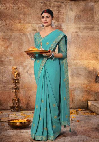 Adorn The Pretty Angelic Look Wearing This Heavy Designer Saree In Fine Color Paired With Blouse. This Saree Is Fabricated On Vichitra Silk With Embroidery Work Paired With Art Silk Fabricated Blouse Jacquard. Its Pretty Color Pallete Will Give An Attractive Look To Your Personality. 