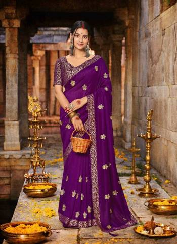 Adorn The Pretty Angelic Look Wearing This Heavy Designer Saree In Fine Color Paired With Blouse. This Saree Is Fabricated On Vichitra Silk With Embroidery Work Paired With Art Silk Fabricated Blouse Jacquard. Its Pretty Color Pallete Will Give An Attractive Look To Your Personality. 