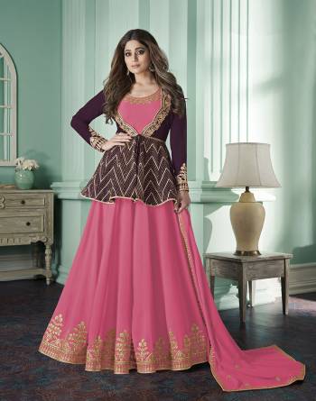 Stylist This Partywear Designer Long Length Suit In Lovely Color.Its Pretty Heavy Designer Jari,Sequance Embroidery Work Top Is Georgette Based Paired With Santoon Bottom And Georgette Fabricated Dupatta Which Gives An Attractive To The Suit.