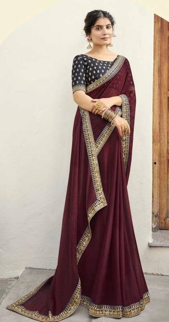 Looking The Pretty Angelic Look Wearing This Heavy Designer Saree With Contrasting Blouse. This Saree Is Fabricated On Shahi Chiffon Paired With Art Silk Fabricated Work Blouse. Its Pretty Color Pallete Will Give An Attractive Look To Your Personality. 