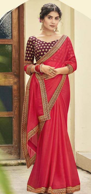 Looking The Pretty Angelic Look Wearing This Heavy Designer Saree With Contrasting Blouse. This Saree Is Fabricated On Shahi Chiffon Paired With Art Silk Fabricated Work Blouse. Its Pretty Color Pallete Will Give An Attractive Look To Your Personality. 