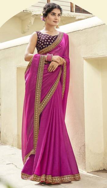 Looking The Pretty Angelic Look Wearing This Heavy Designer Saree With Contrasting Blouse. This Saree Is Fabricated On Shahi Chiffon Paired With Art Silk Fabricated Work Blouse. Its Pretty Color Pallete Will Give An Attractive Look To Your Personality. 