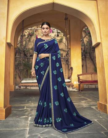 Celebrate This Wedding Season In This Very Pretty Colored Designer Embroidery Work Saree Paired With Blouse. This Saree Are Art Silk and Blouse Are Silk Based Beautified With Detailed Embroidery. 