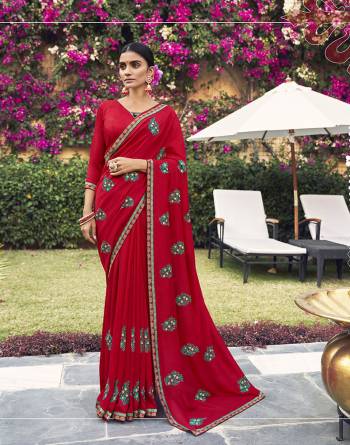 Celebrate This Wedding Season In This Very Pretty Colored Designer Embroidery Work Saree Paired With Blouse. This Saree Are Art Silk and Blouse Are Silk Based Beautified With Detailed Embroidery. 