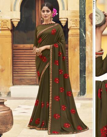 Celebrate This Wedding Season In This Very Pretty Colored Designer Embroidery Work Saree Paired With Blouse. This Saree Are Art Silk and Blouse Are Silk Based Beautified With Detailed Embroidery. 