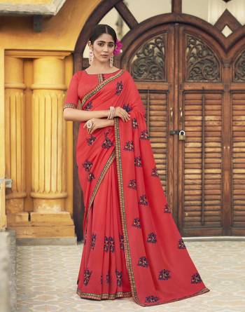 Celebrate This Wedding Season In This Very Pretty Colored Designer Embroidery Work Saree Paired With Blouse. This Saree Are Art Silk and Blouse Are Silk Based Beautified With Detailed Embroidery. 