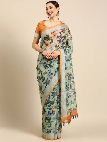 Garb This Partywear Stylist Designer Fine Colour Saree Paired With Blouse.This Saree Are Cotton And Blouse Are Cotton Fabric With Designer Abstract Printed. Buy This Pretty Saree Now.