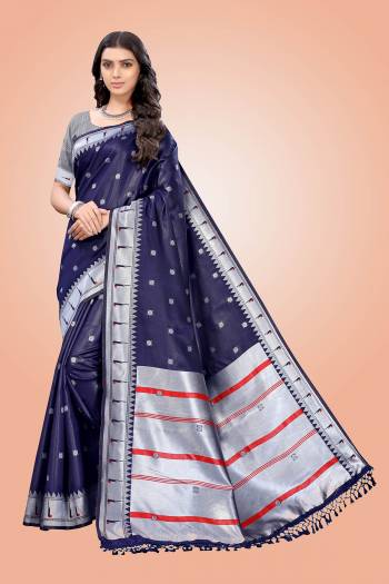 This Partywear Designer Fine Colour Saree Paired With Blouse.This Wevon Designer Saree Are Soft Silk And Blouse Are Soft Silk Fabric With Wevon Designr. Buy This Pretty Saree Now.