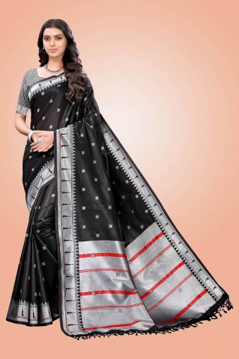 This Partywear Designer Fine Colour Saree Paired With Blouse.This Wevon Designer Saree Are Soft Silk And Blouse Are Soft Silk Fabric With Wevon Designr. Buy This Pretty Saree Now.